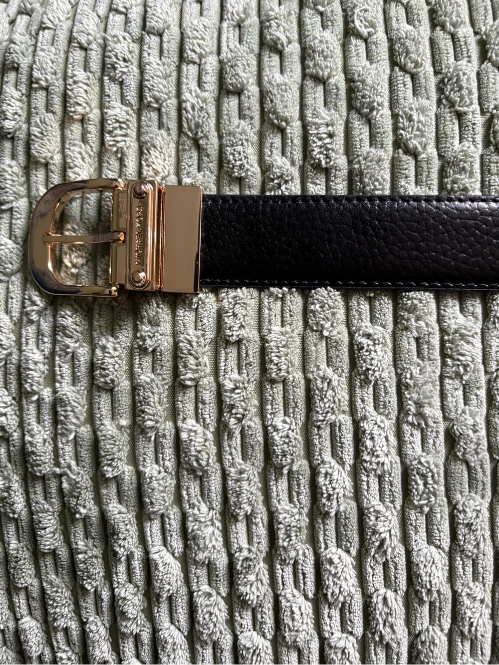 Michael Kors Black Leather Belt with Gold Buckle